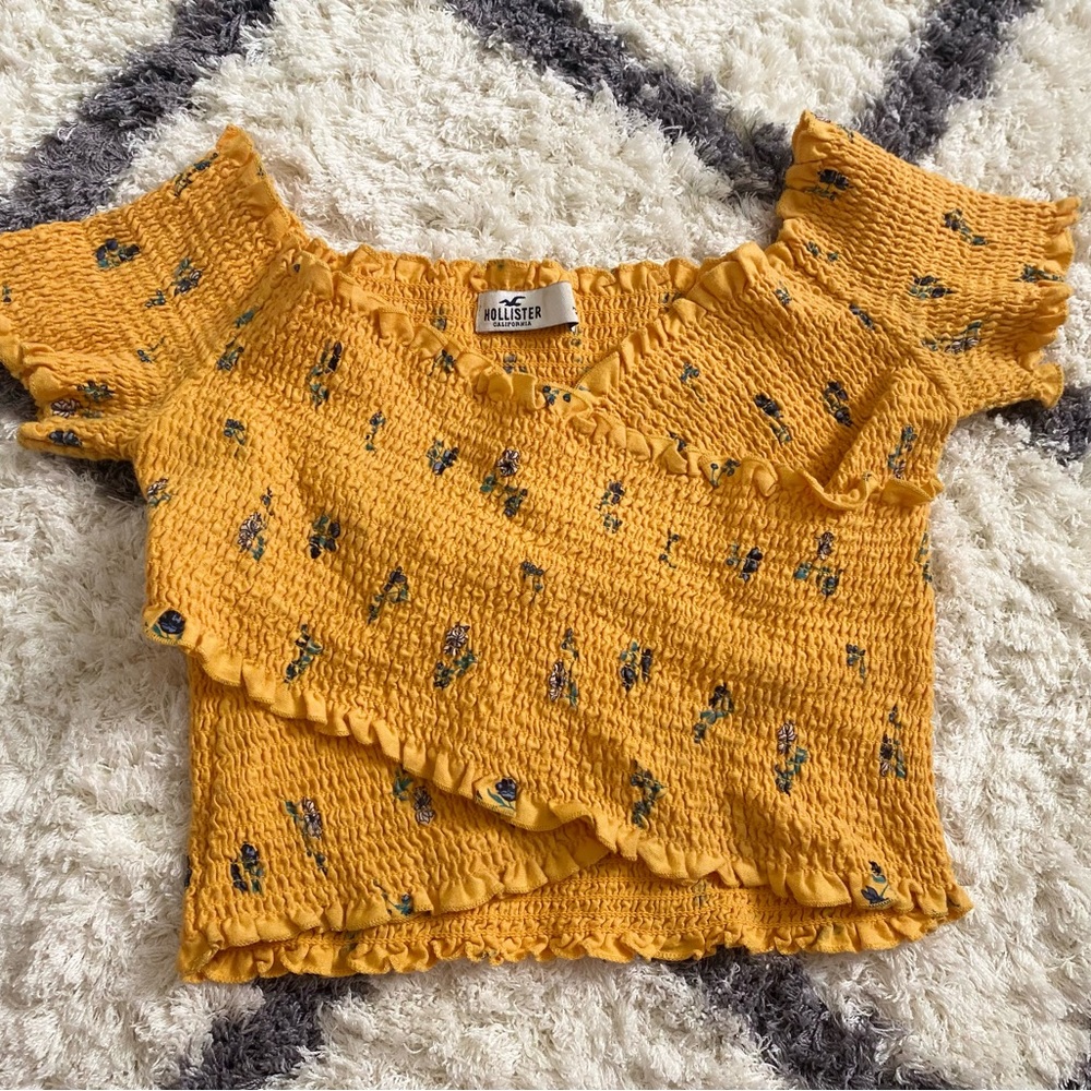Hollister Yellow Wrap Crop Top